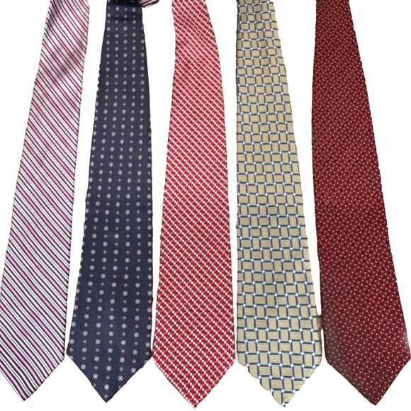NAUTICA Men's 100% Silk Neck Ties Designer Foulard Geo Multicolored Lot of 5 - Picture 1 of 12